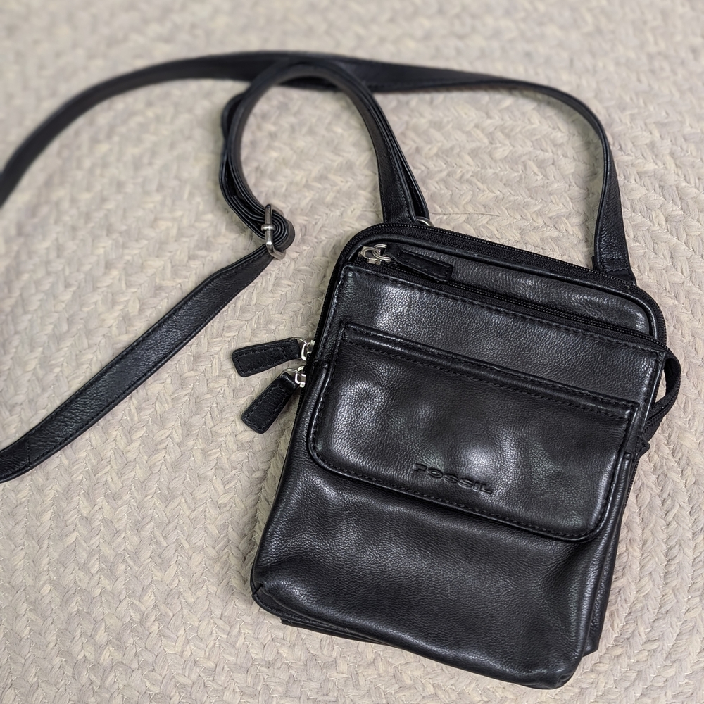 Fossil Black Leather Crossbody Bag